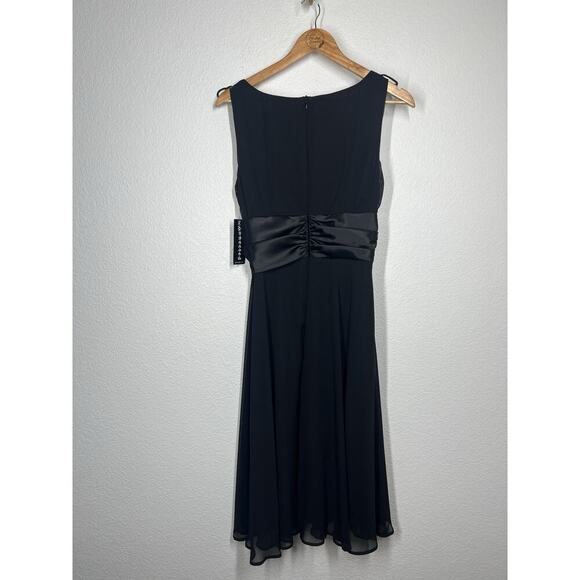 Connected Apparel Black Chiffon Satin Dress Size 8 Vintage Y2K Fits Small - Picture 6 of 6